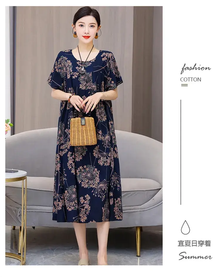 2023 Cotton Silk Floral Long Dress Large Size — feature 27