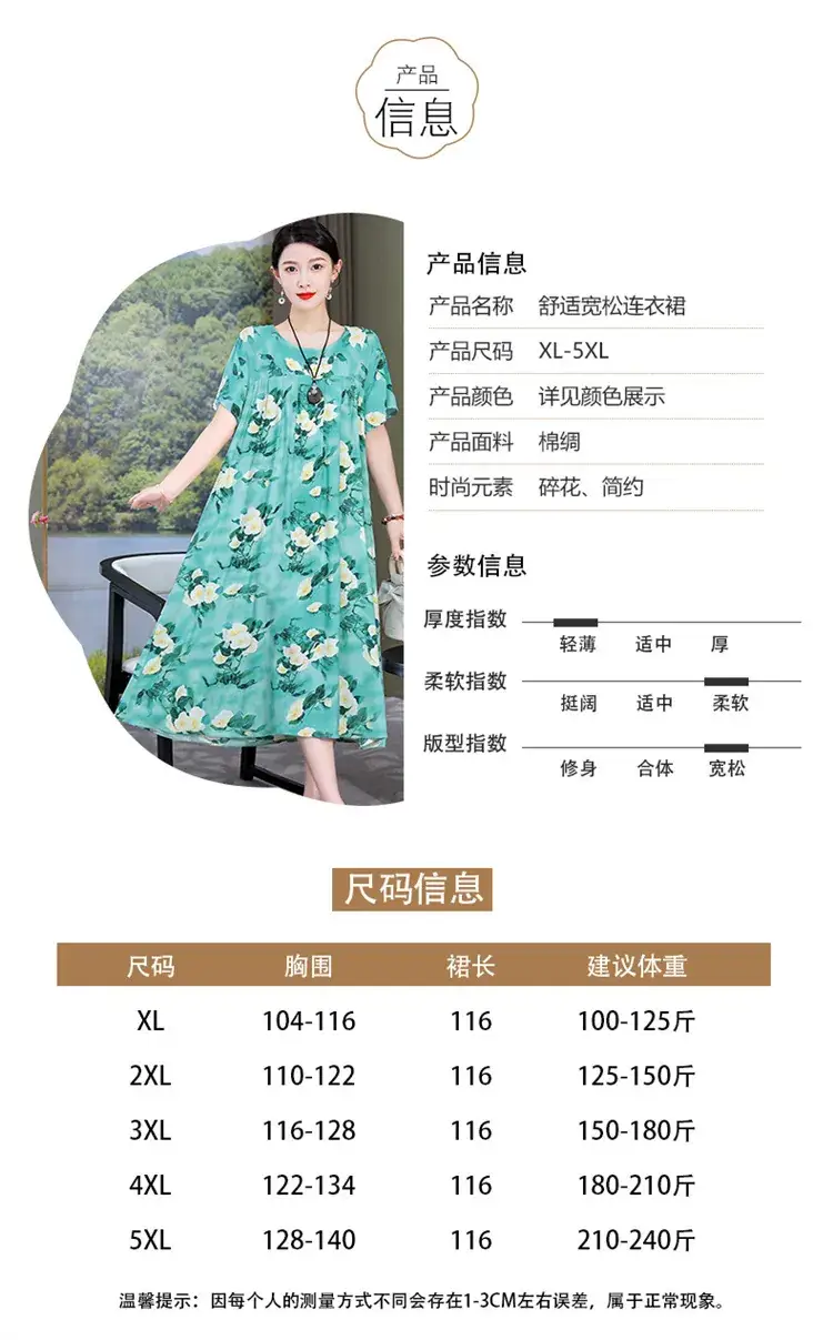 2023 Cotton Silk Floral Long Dress Large Size — feature 5