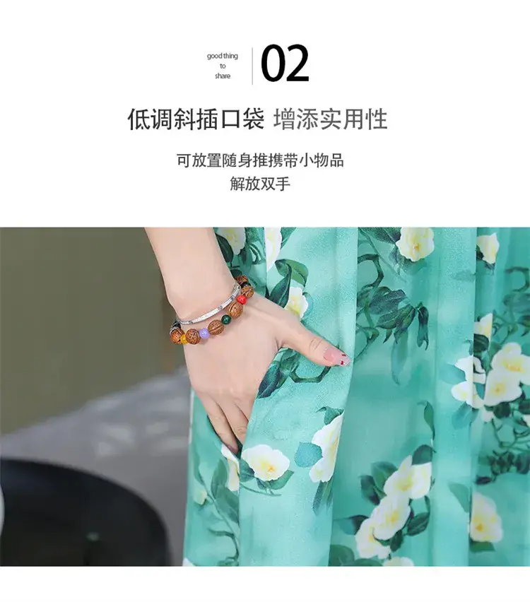 2023 Cotton Silk Floral Long Dress Large Size — feature 7
