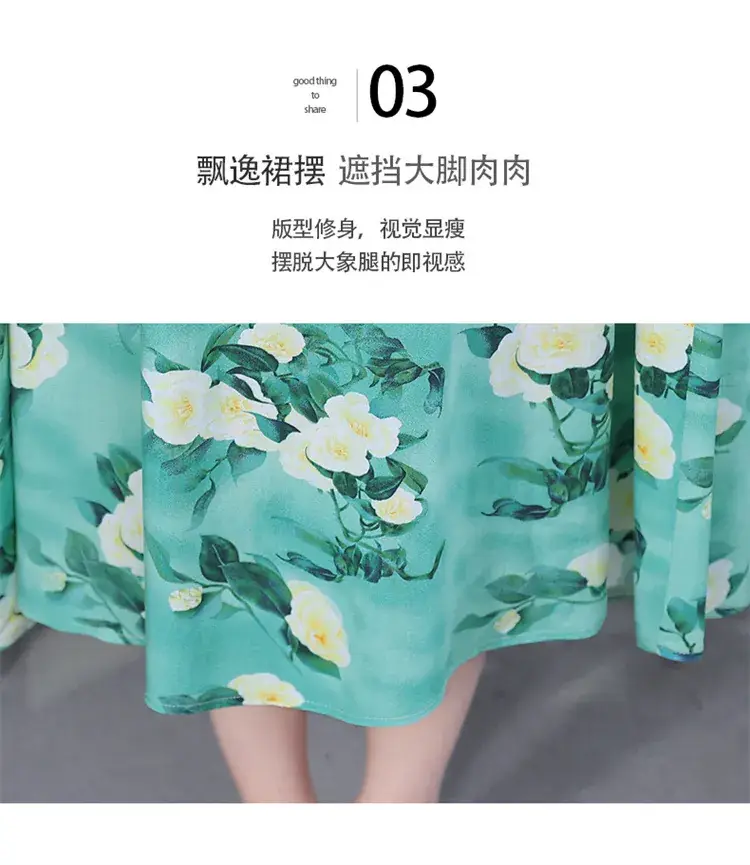 2023 Cotton Silk Floral Long Dress Large Size — feature 8