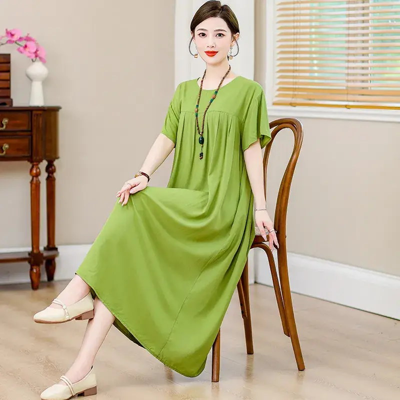 2023 Cotton Silk Floral Long Dress Large Size - Image 19