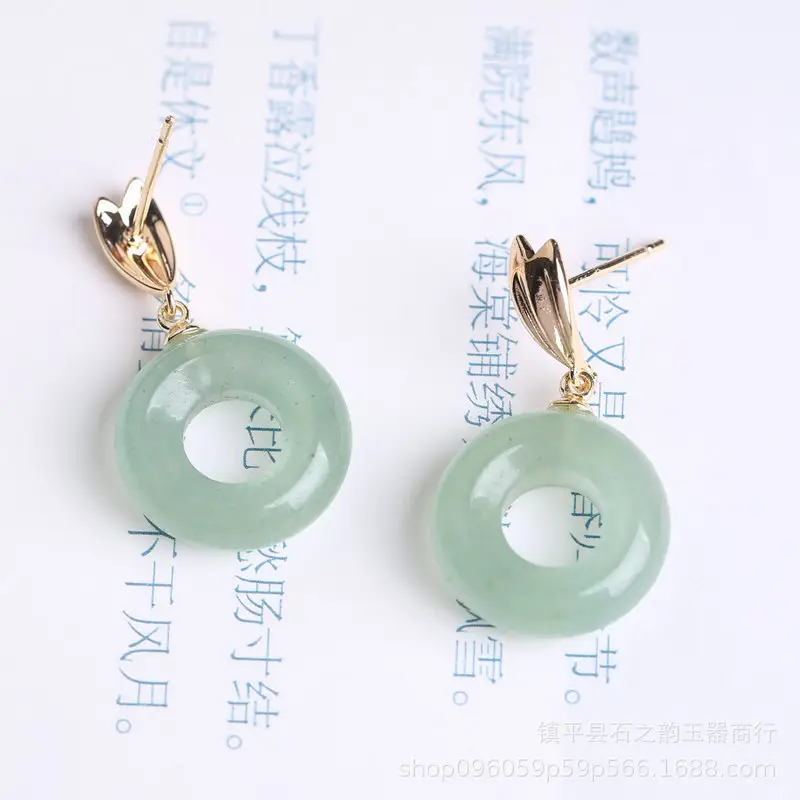 Natural Xinjiang White Jade Earrings S925 Silver - Image 5