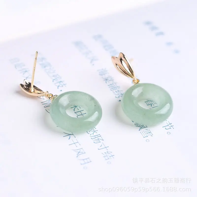 Natural Xinjiang White Jade Earrings S925 Silver - Image 6