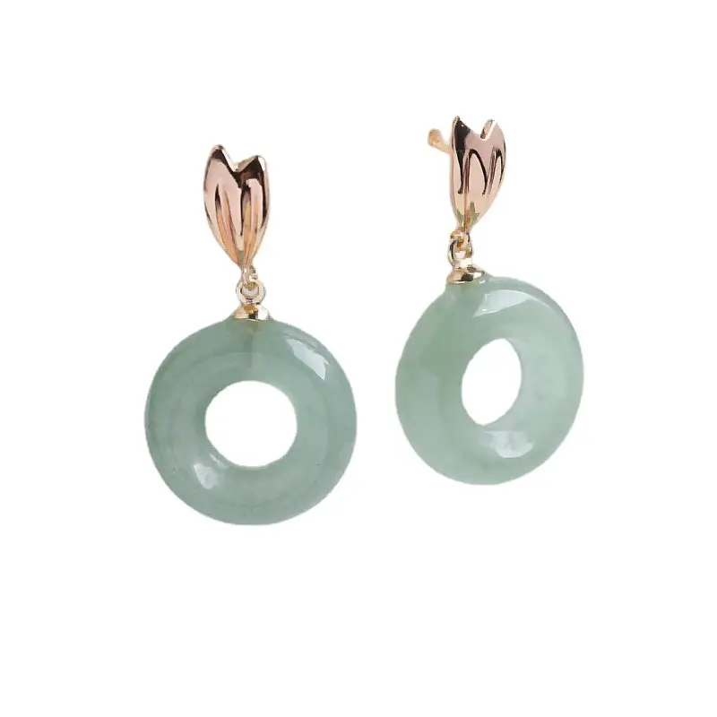 Natural Xinjiang White Jade Earrings S925 Silver - Image 7