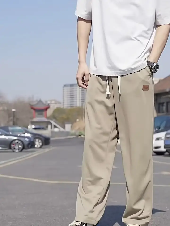 Men Ice Silk Loose Leg Pants Summer Wear - Image 8