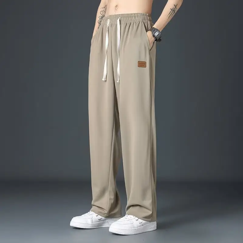 Men Ice Silk Loose Leg Pants Summer Wear - Image 3