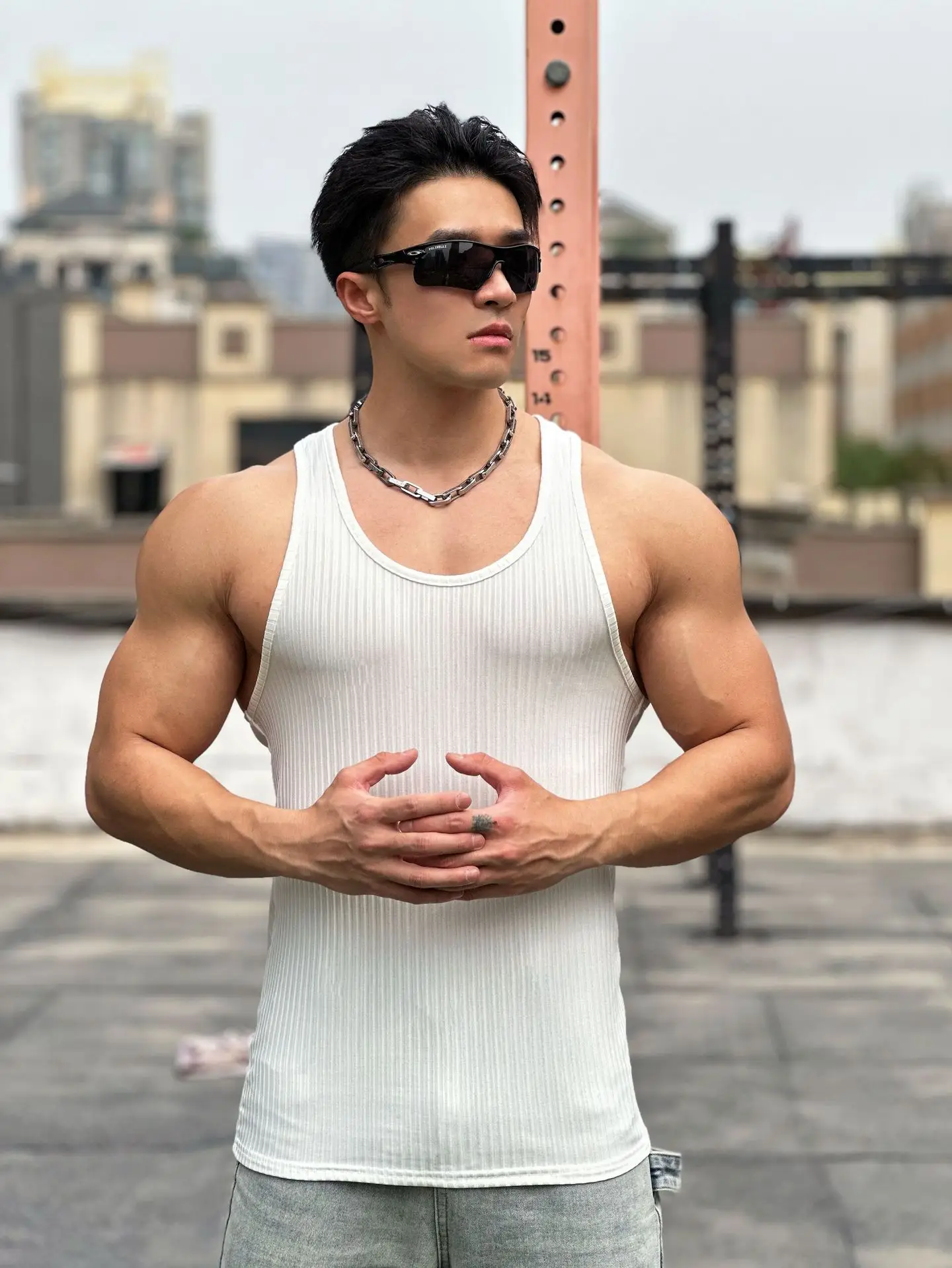 Men's White Muscle Vests Summer Sports Wear — feature 14
