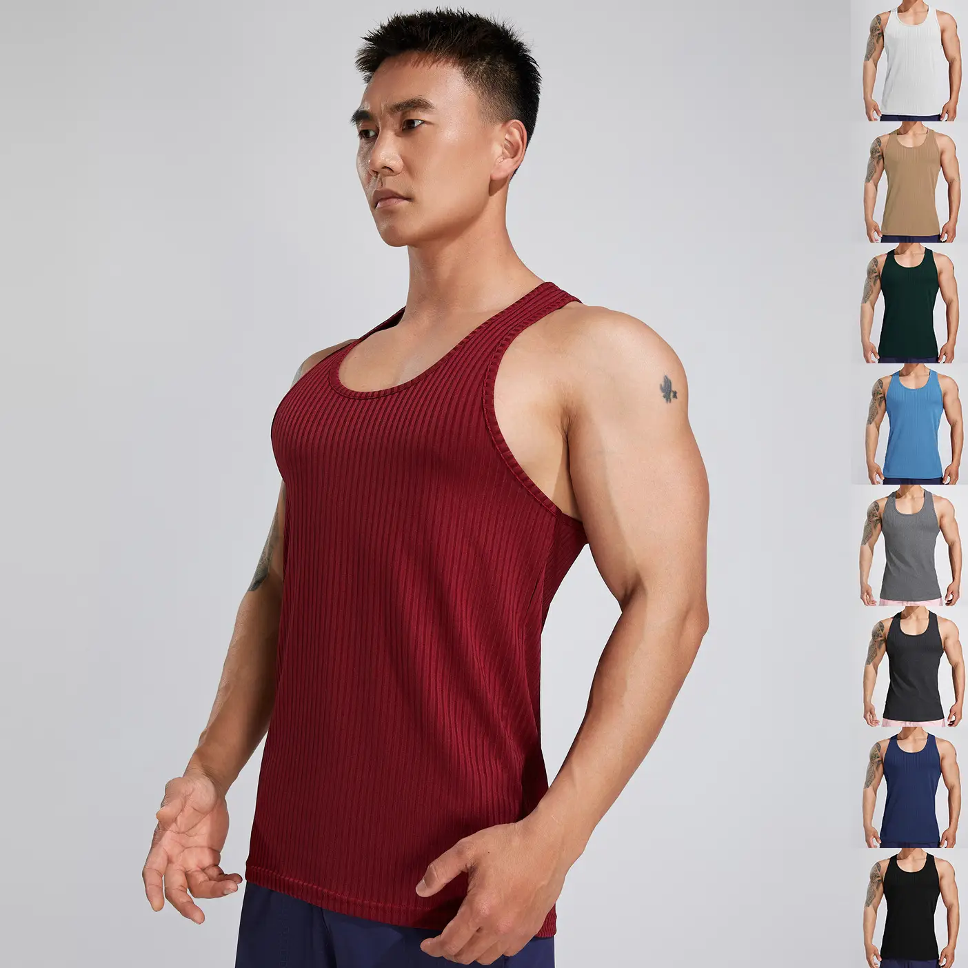 Men's White Muscle Vests Summer Sports Wear — feature 33