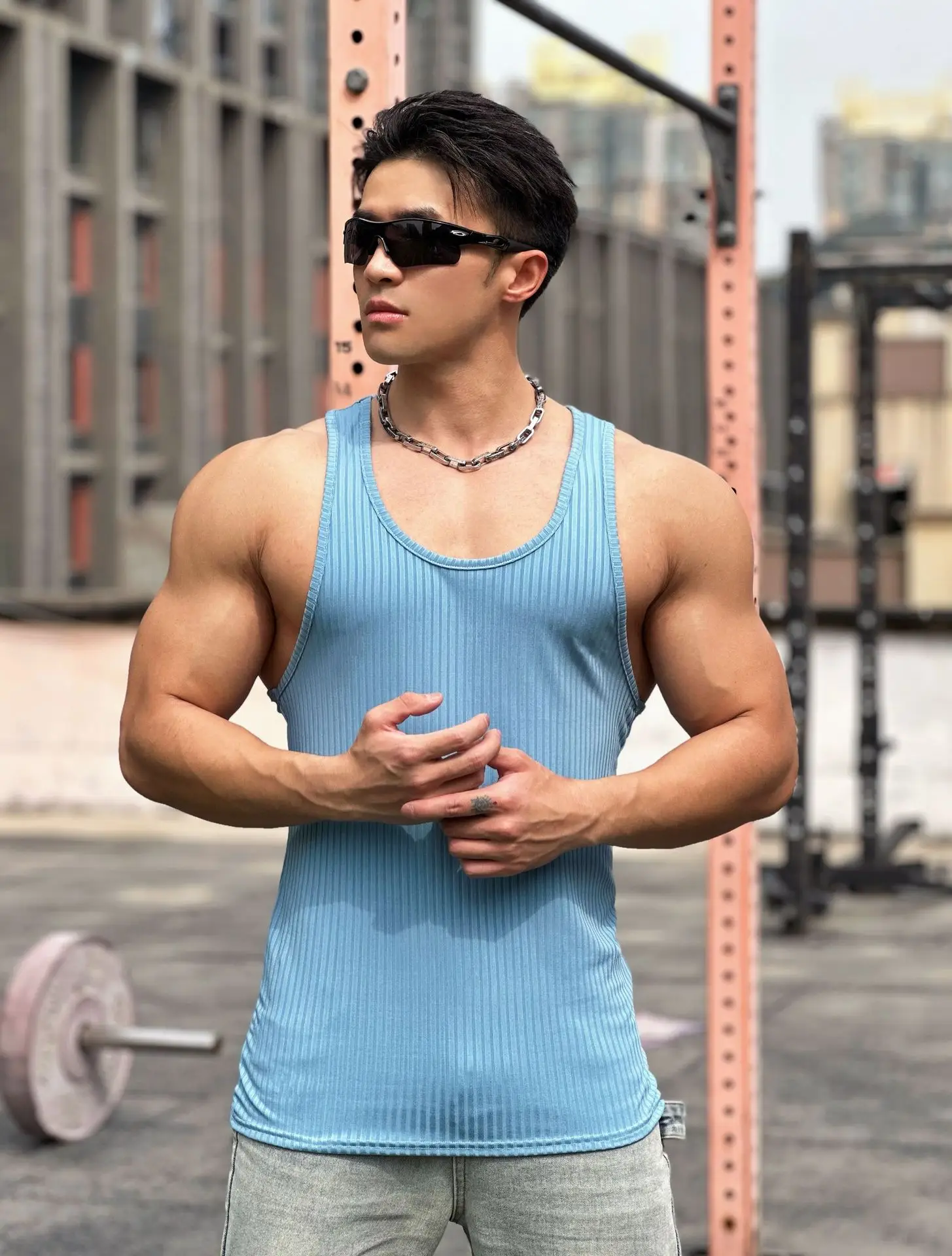 Men's White Muscle Vests Summer Sports Wear — feature 9