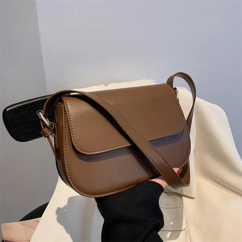 Women's Crossbody Bag Brown Leather 2023 New Trendy - Image 6