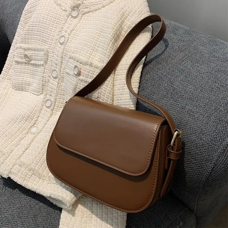 Women's Crossbody Bag Brown Leather 2023 New Trendy - Image 8