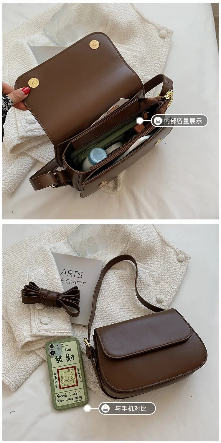 Women's Crossbody Bag Brown Leather 2023 New Trendy — feature 4