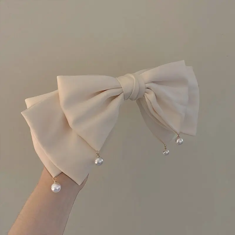 Elegant Satin Bow Hairpin with Pearl Accents — feature 4