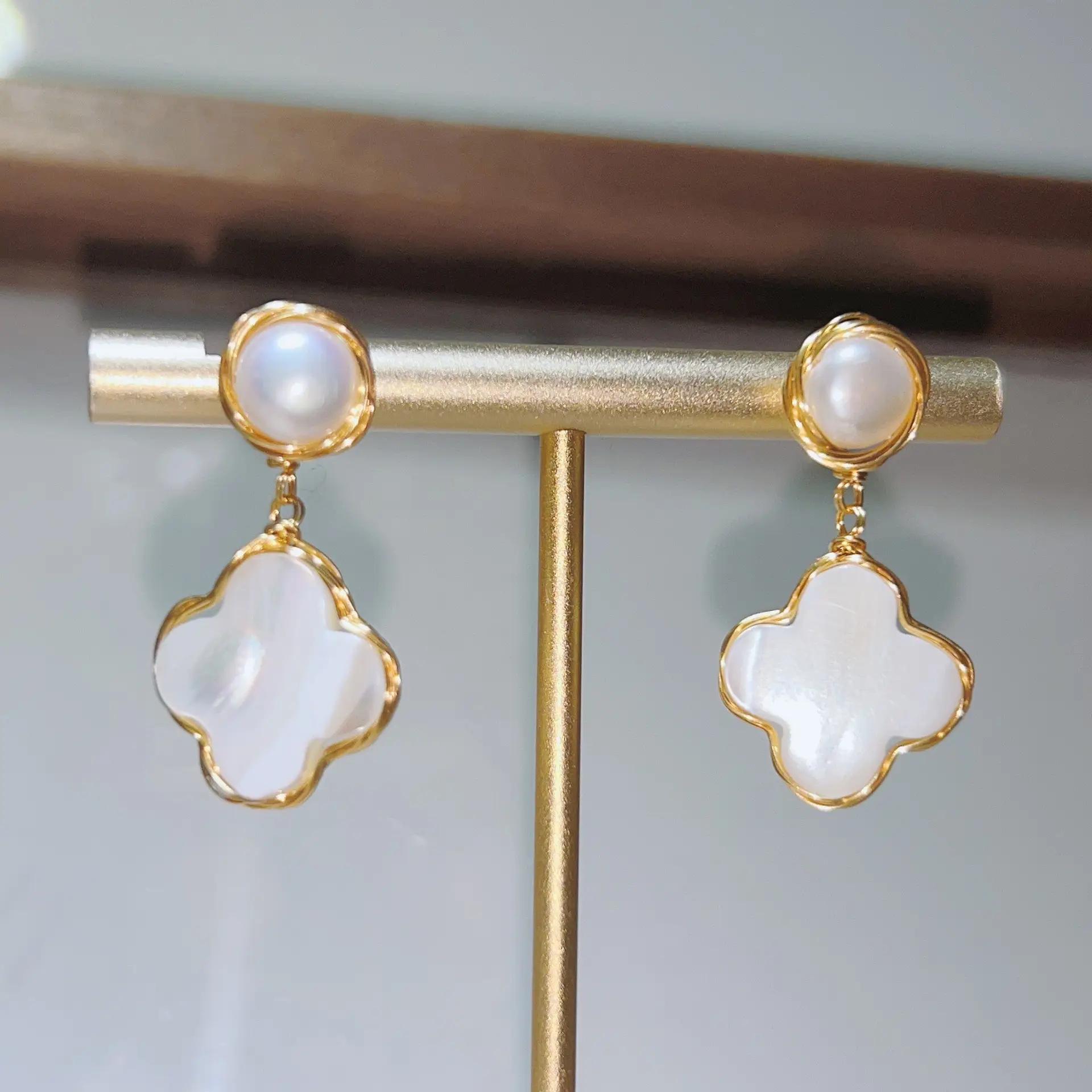 18K Gold Pearl Flower Earrings for Women — feature 16