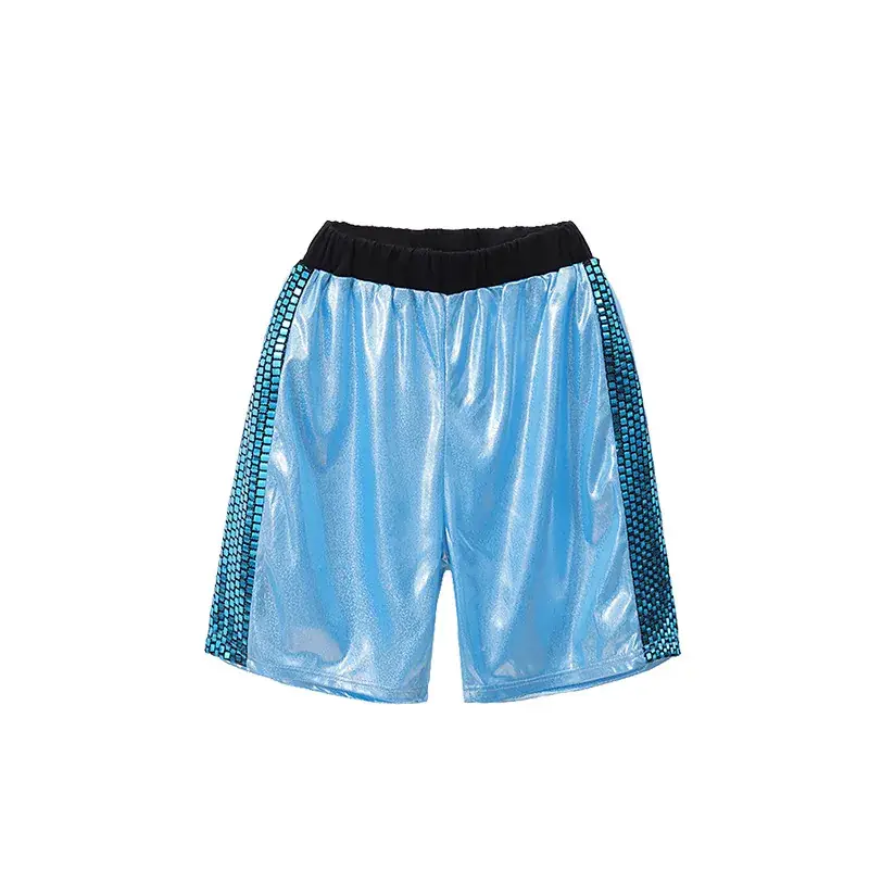 Children Hip Hop Sequins Shorts Outfit Blue Party Wear