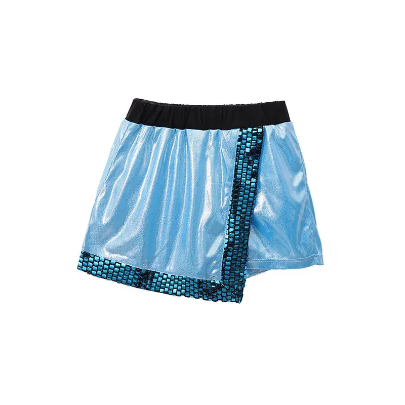 Children Hip Hop Sequins Shorts Outfit Blue Party Wear