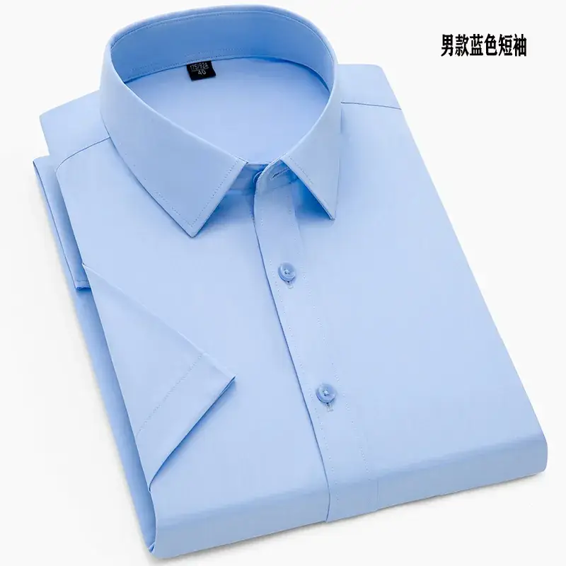 Men's Blue Bamboo Fiber Short Sleeve Shirt - Image 10