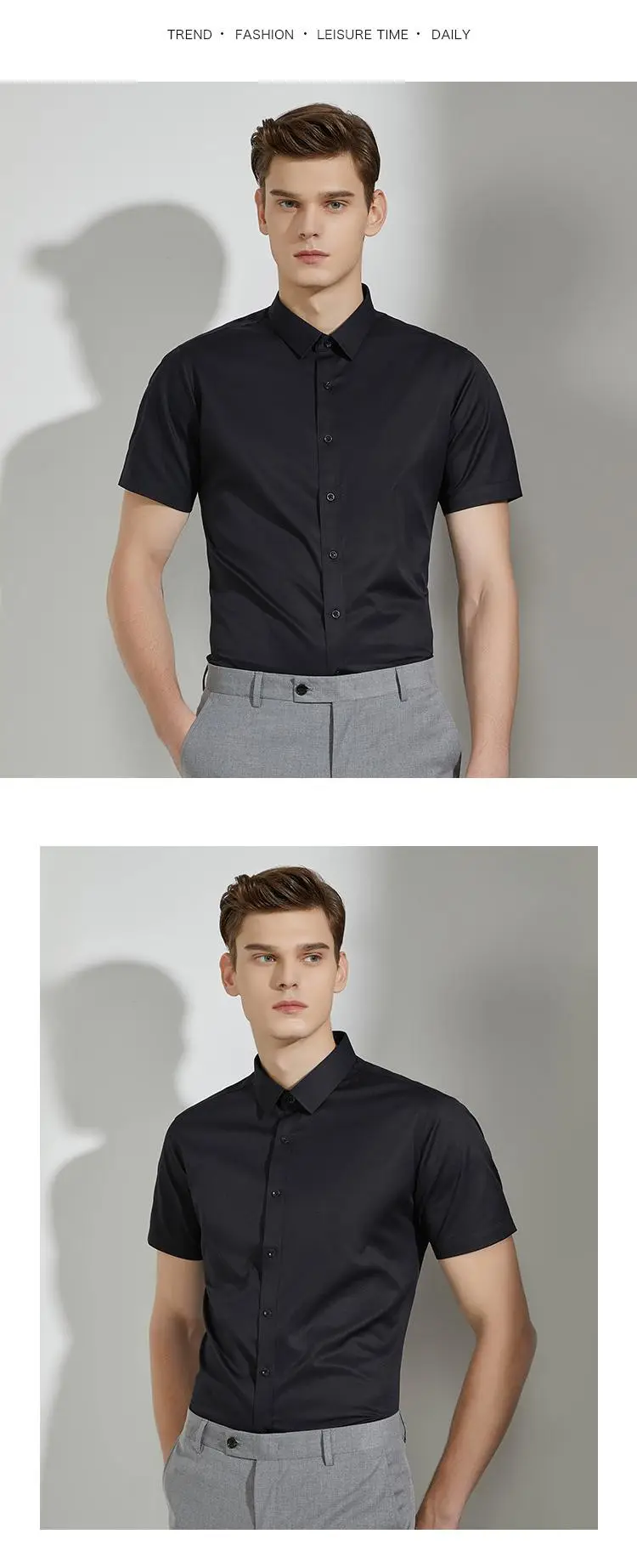 Men's Blue Bamboo Fiber Short Sleeve Shirt — feature 28