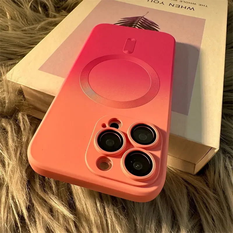 Magnetic Phone Case for iPhone 14 Pro Max Gradient Liquid Silicone 13"