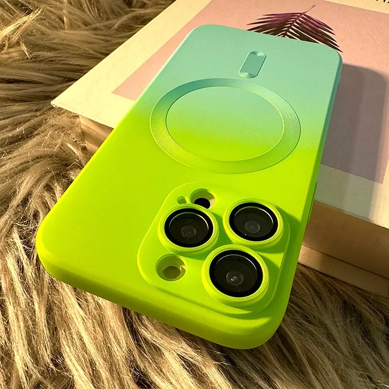 Magnetic Phone Case for iPhone 14 Pro Max Gradient Liquid Silicone 13"
