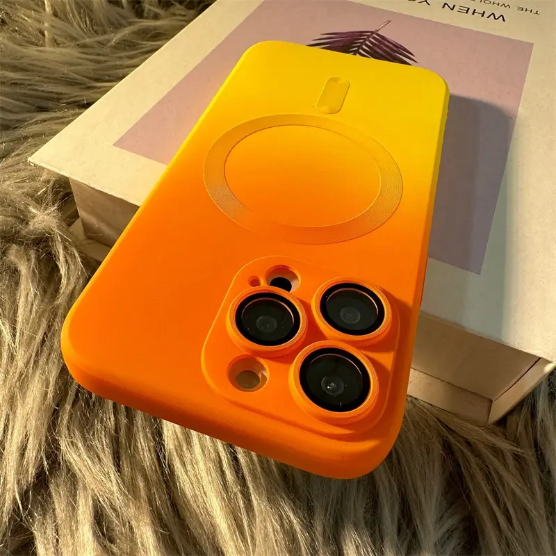 Magnetic Phone Case for iPhone 14 Pro Max Gradient Liquid Silicone 13"