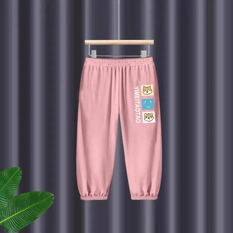 Thin Dry Summer Boys Girls Cotton Trousers Black Beige — feature 9