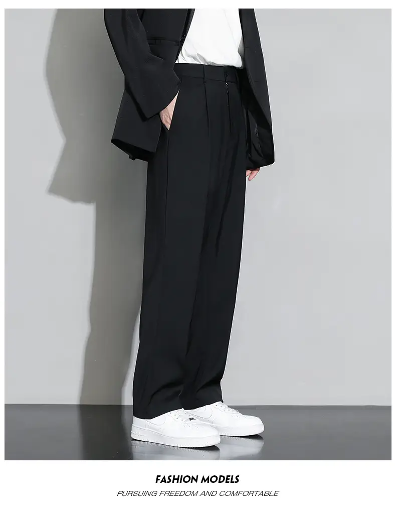 Beige Straight Leg Trousers Spring Autumn Men Suit Pants — feature 10