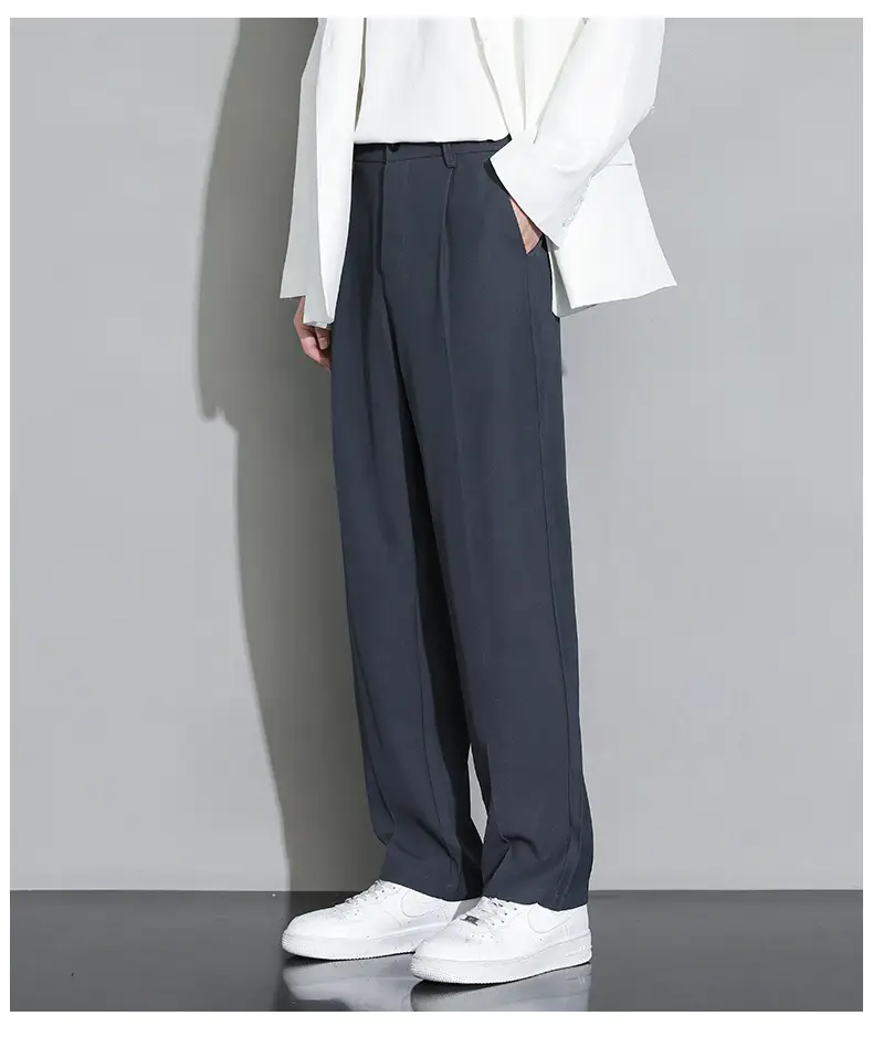 Beige Straight Leg Trousers Spring Autumn Men Suit Pants — feature 15