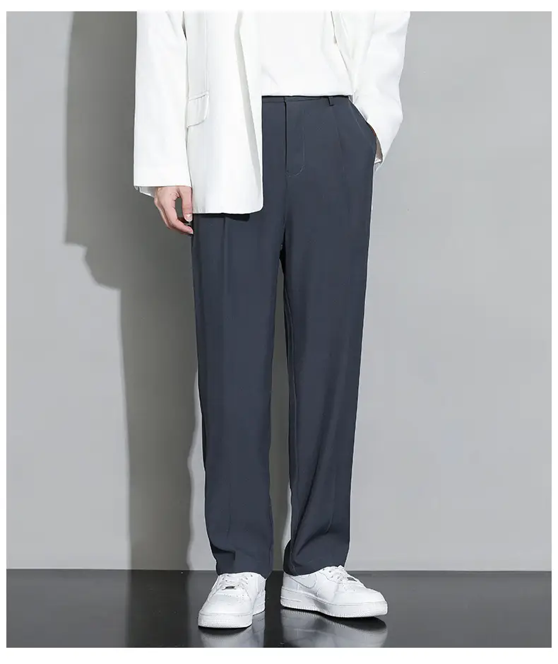 Beige Straight Leg Trousers Spring Autumn Men Suit Pants — feature 16
