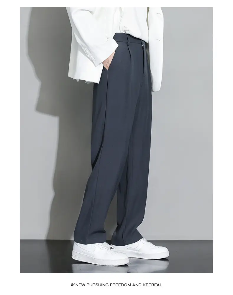 Beige Straight Leg Trousers Spring Autumn Men Suit Pants — feature 17