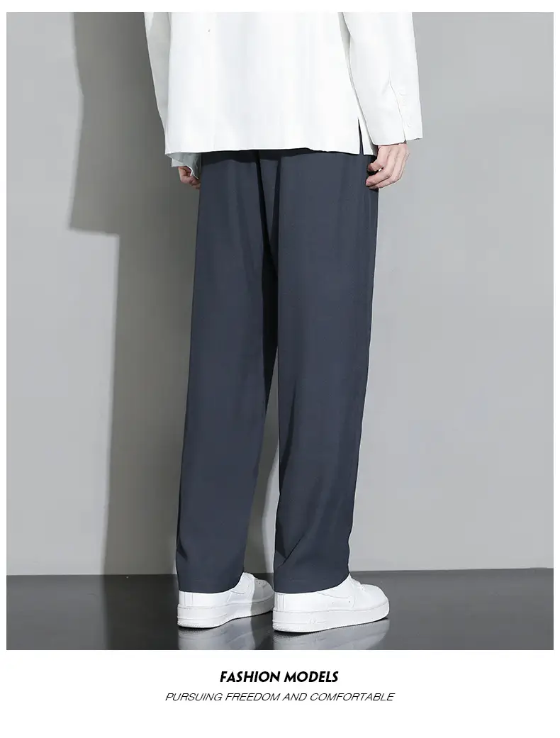 Beige Straight Leg Trousers Spring Autumn Men Suit Pants — feature 18