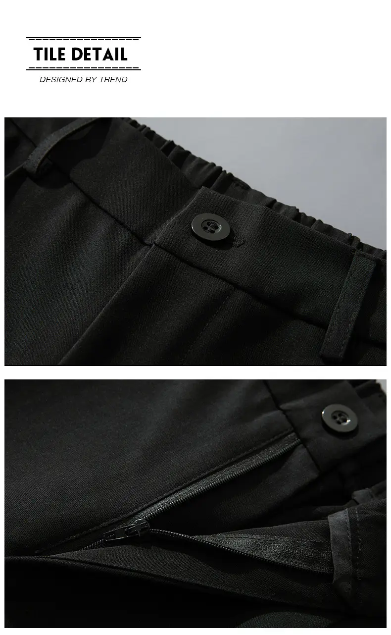 Beige Straight Leg Trousers Spring Autumn Men Suit Pants — feature 19