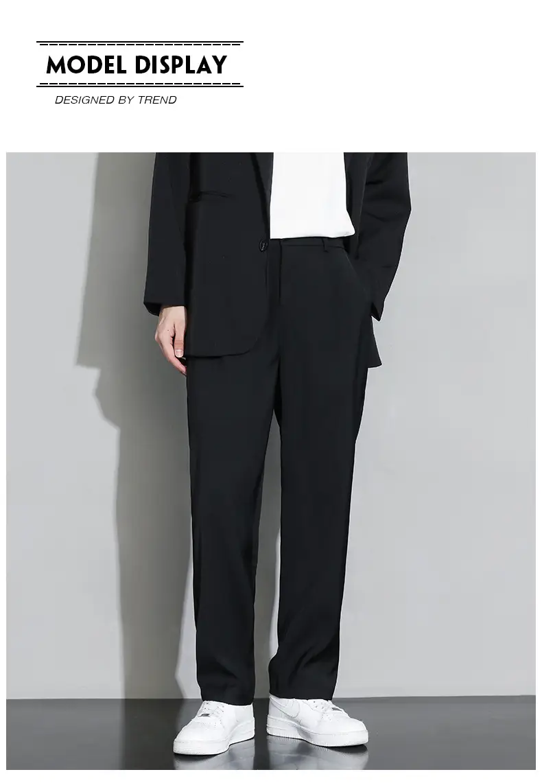 Beige Straight Leg Trousers Spring Autumn Men Suit Pants — feature 7
