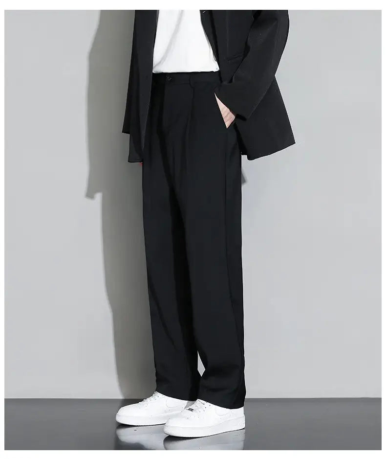 Beige Straight Leg Trousers Spring Autumn Men Suit Pants — feature 8