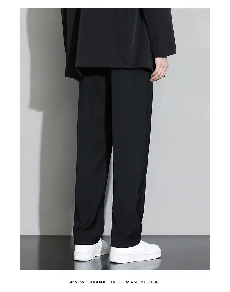 Beige Straight Leg Trousers Spring Autumn Men Suit Pants — feature 9