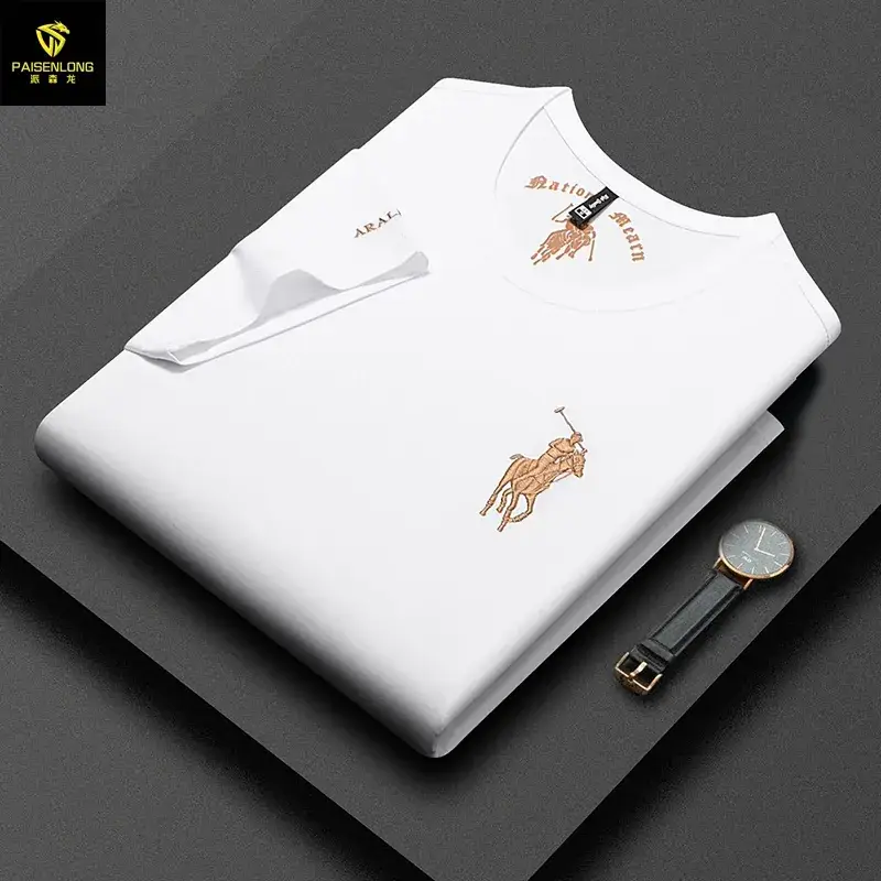 Men Black Polo T-Shirt with Embroidered Design - Image 6