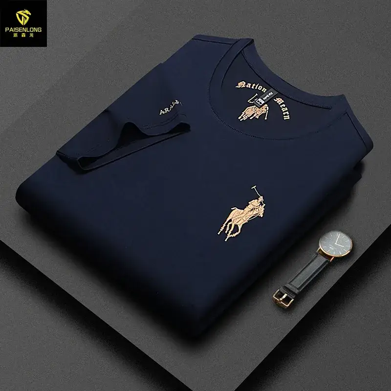 Men Black Polo T-Shirt with Embroidered Design - Image 7
