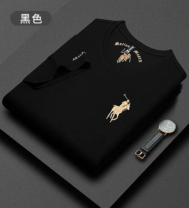 Men Black Polo T-Shirt with Embroidered Design — feature 17