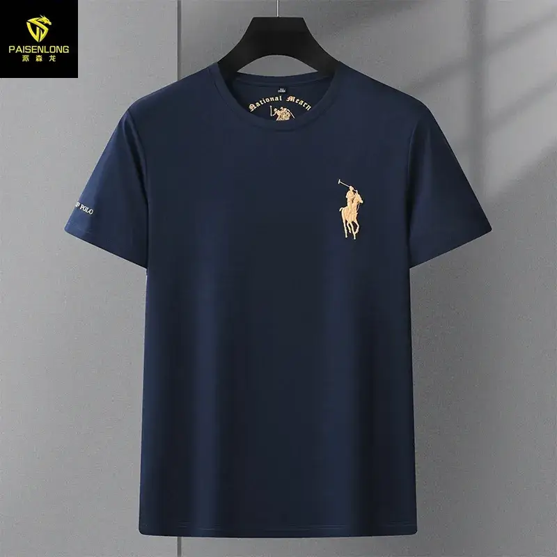 Men Black Polo T-Shirt with Embroidered Design - Image 2
