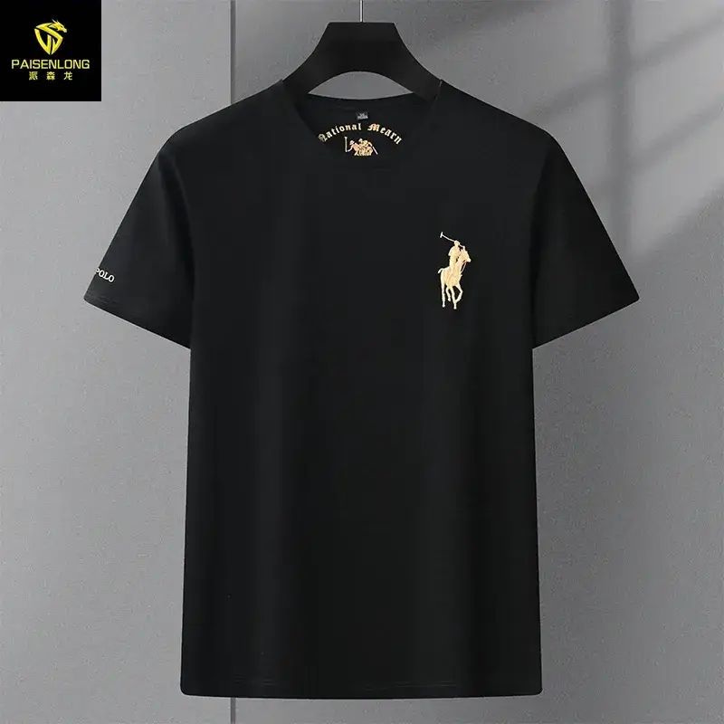 Men Black Polo T-Shirt with Embroidered Design - Image 4