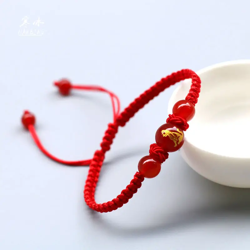 Chinese Zodiac Bracelet Red Agate Year Birthday Gift