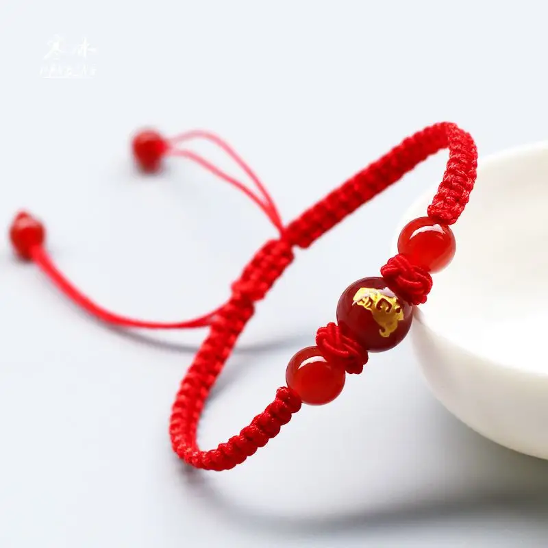 Chinese Zodiac Bracelet Red Agate Year Birthday Gift