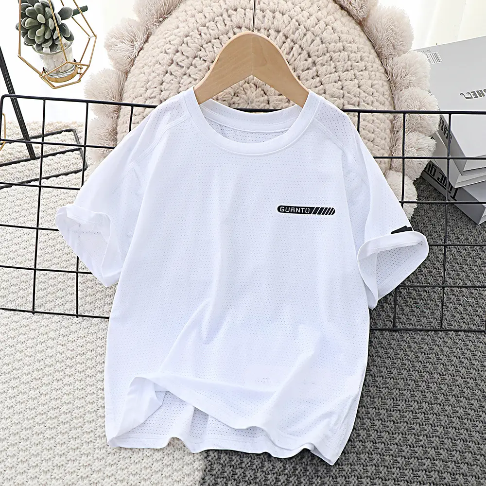 Children's Mesh T-Shirt Blue Light Green Panda Print - Image 3