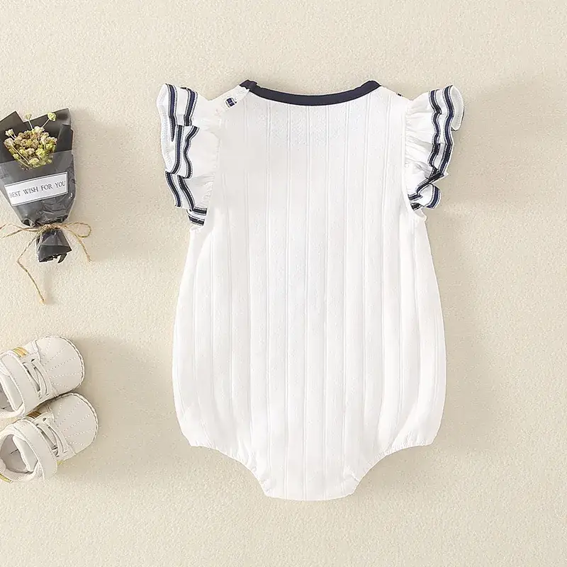 Baby Cotton Jumpsuit White Blue Newborn Climbing Bag - Image 2