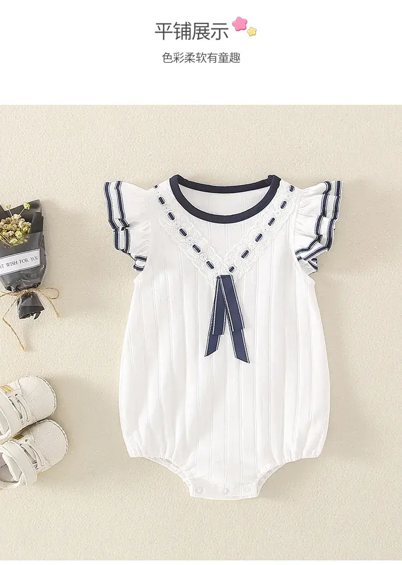 Baby Cotton Jumpsuit White Blue Newborn Climbing Bag — feature 7