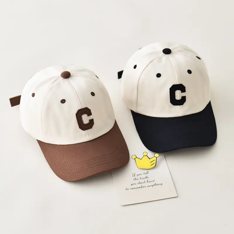 Children's Cap Set with C Logo White Black