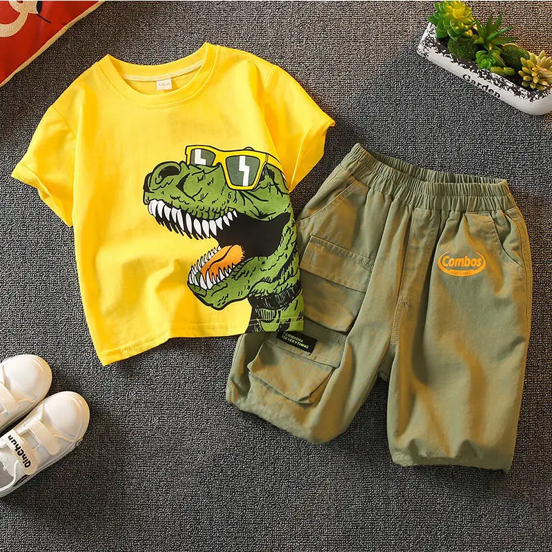 Boys Dinosaur Print T-Shirt & Shorts Set - Image 4