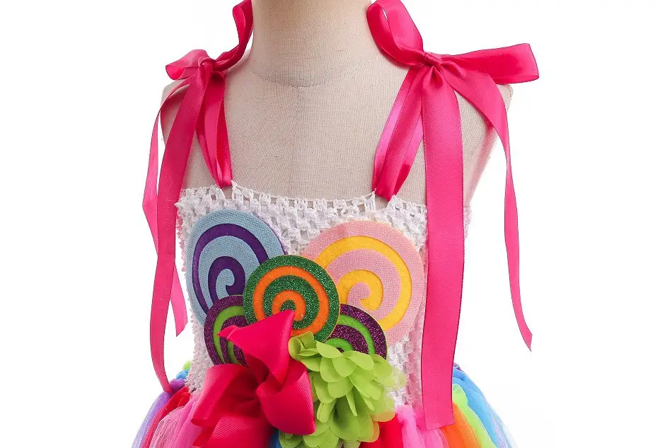 Kids Multi Color Tulle Candy Dress with Headband — feature 12