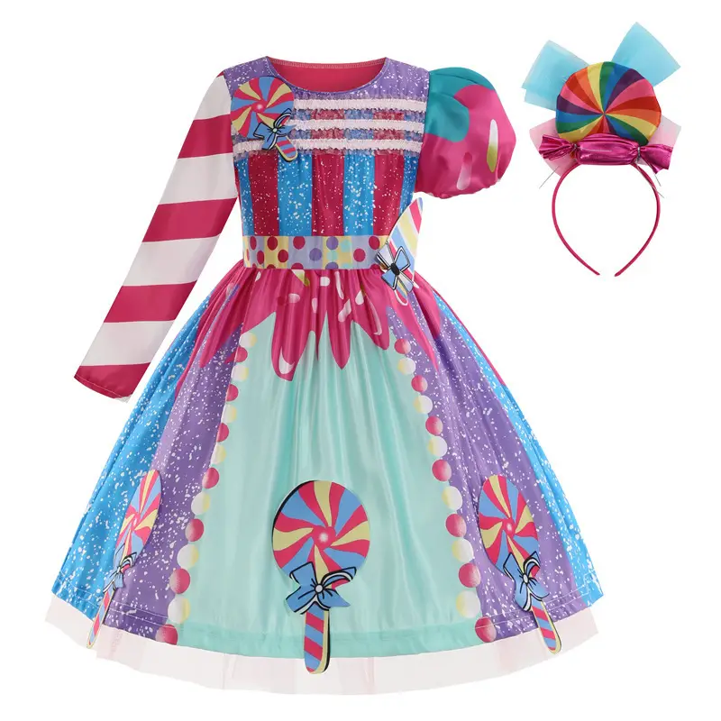 Kids Multi Color Tulle Candy Dress with Headband — feature 15