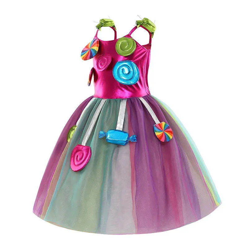 Kids Multi Color Tulle Candy Dress with Headband — feature 2